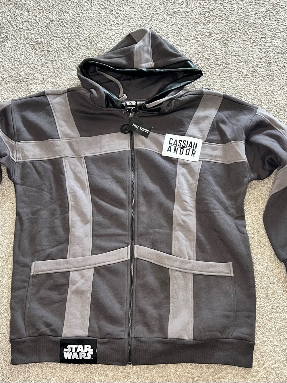 Hot Topic Star Wars Cassian Andor Gray Hooded Zip Jacket